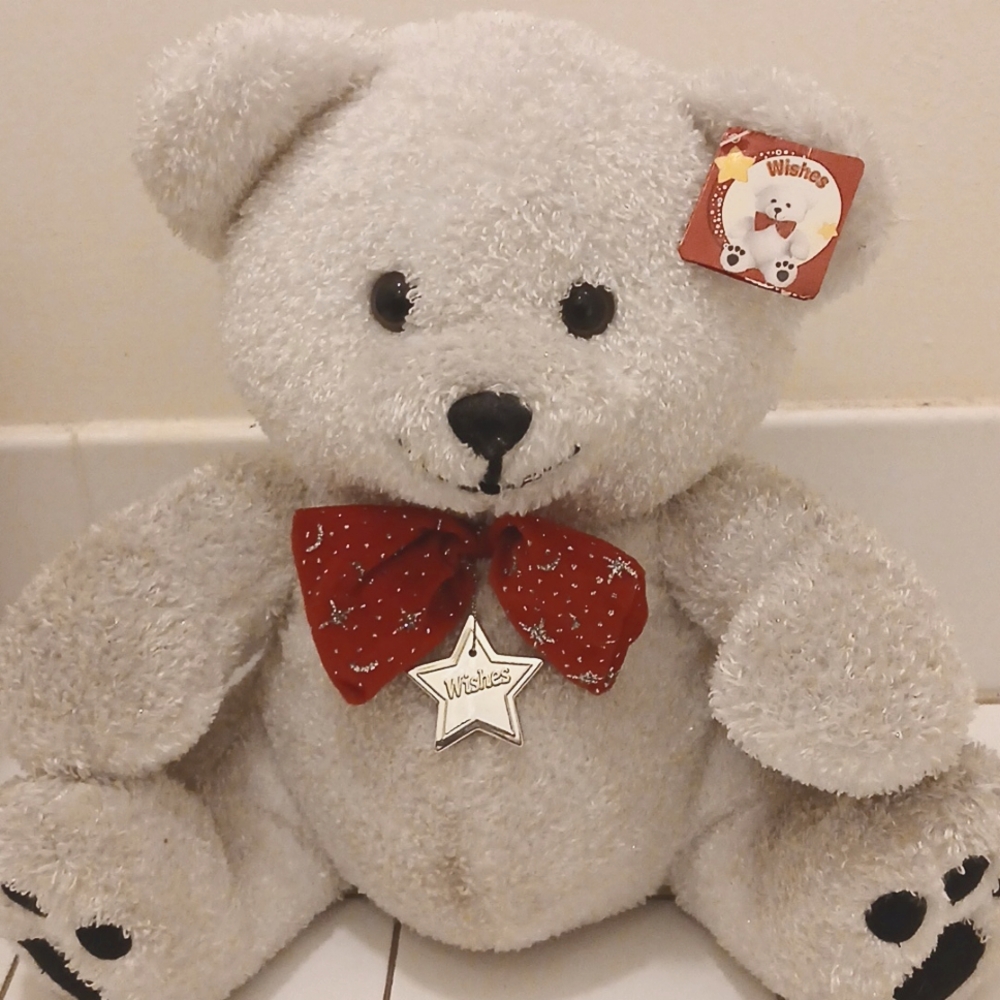 Kids of America Sparkling Teddy Bear Plush Stuffed Animal 12"  WISHES Like NWT
